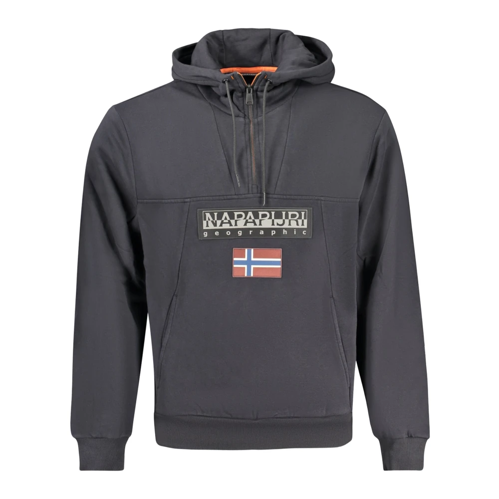 Napapijri Zwarte hoodie met halve rits Black Heren