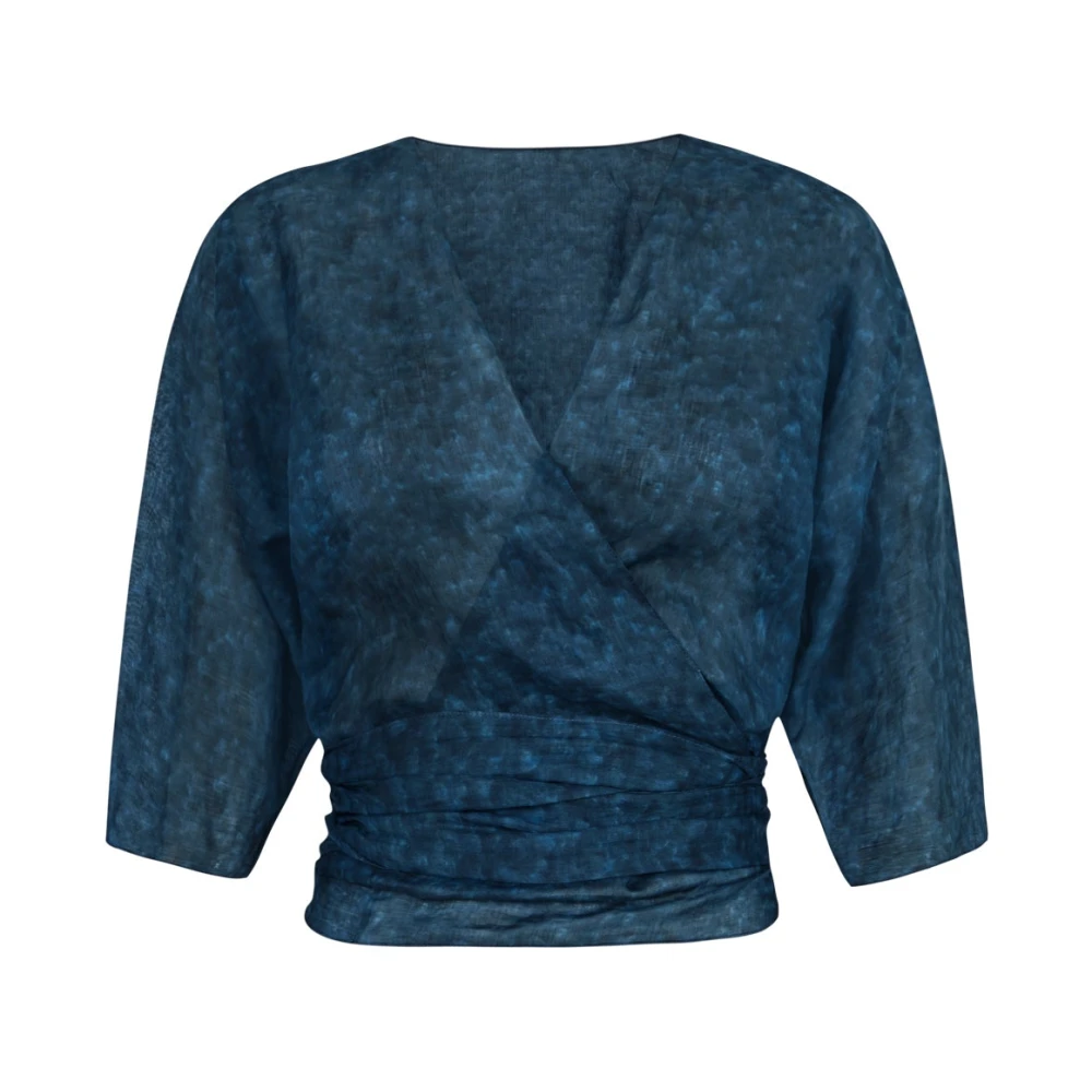 Cortana Blues top en ramio tokyo print Blue Dames