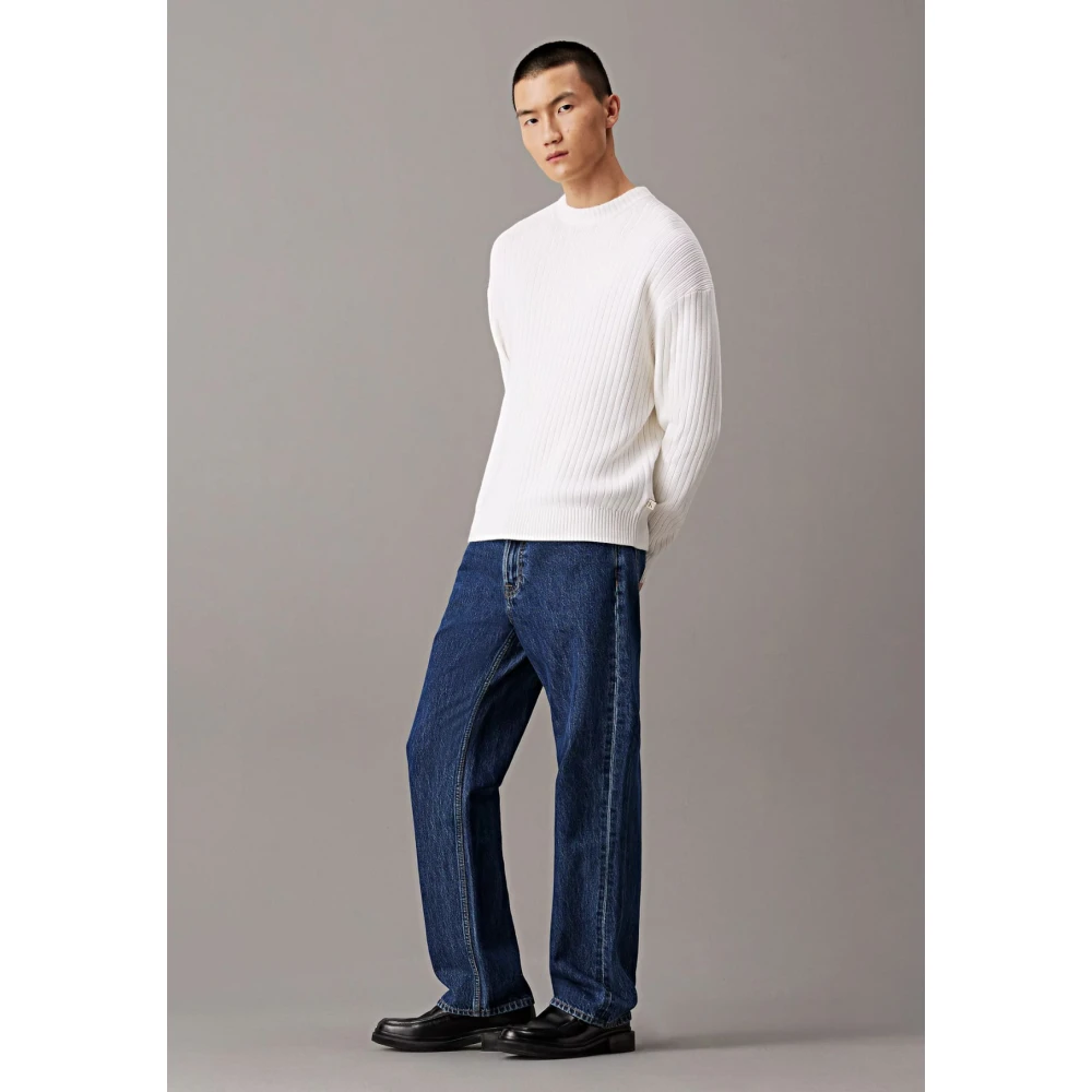 Calvin Klein Jeans Ivoor Linear Sweater Katoen Biologisch White Heren