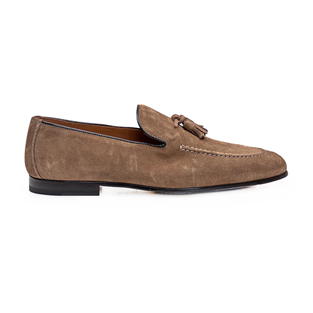 Doucal's Brun Mocka Loafers med Fransar Brown, Herr