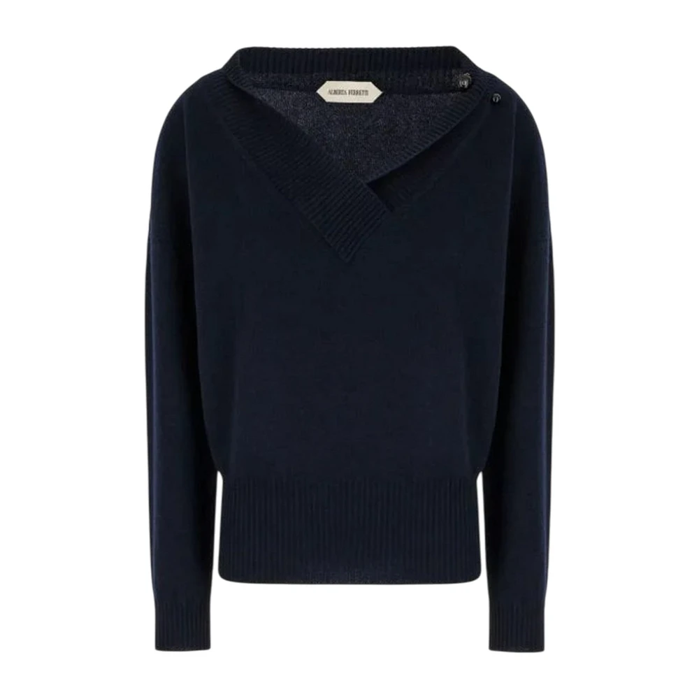 Alberta Ferretti Women's Blue Cashmere Knitwear, M, Maglieria E Felpe Poliestere