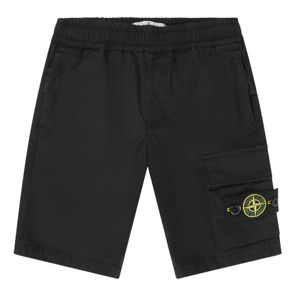 Stone Island , Shorts, Male, Black, 4 Y, Logo Pocket Bermuda Shorts