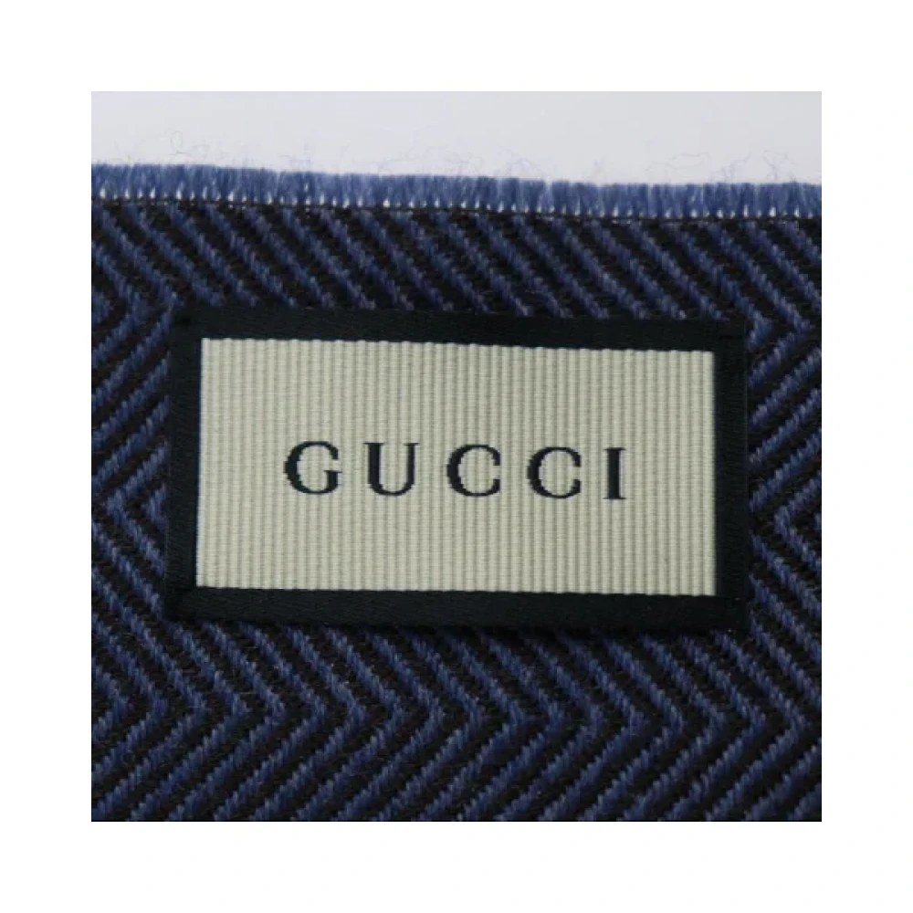 Gucci Vintage Pre-owned Wool scarves Blue Heren