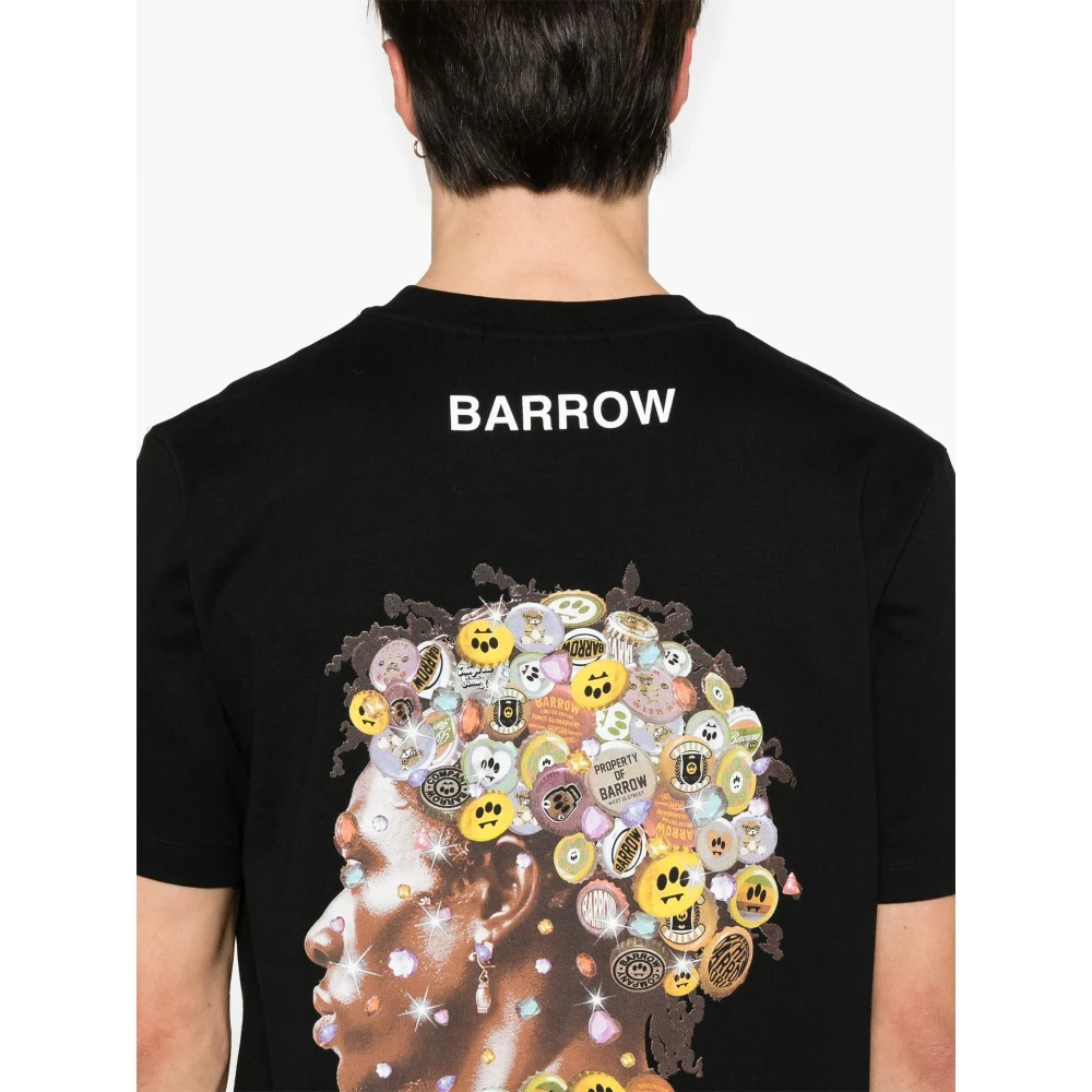 Barrow Zwarte Crew Neck T-shirt met Logo Black Unisex