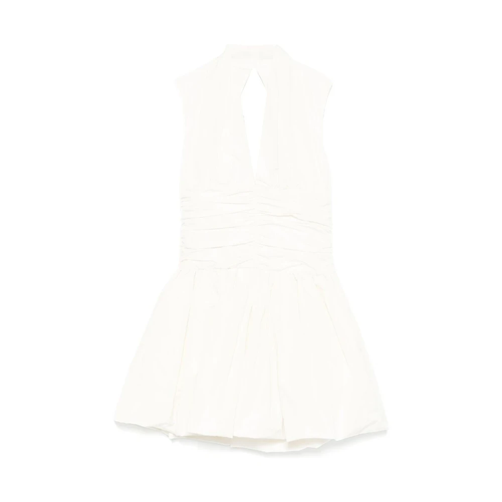 Patou Witte Halternek Mouwloze Wijd Uitlopende Rok Jurk White Dames