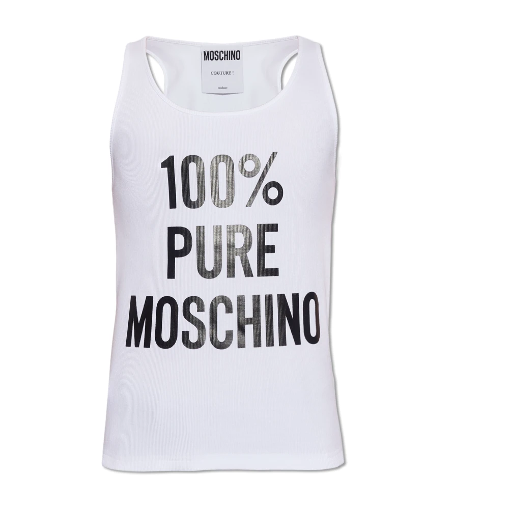 Moschino Mouwloos T-shirt White Heren