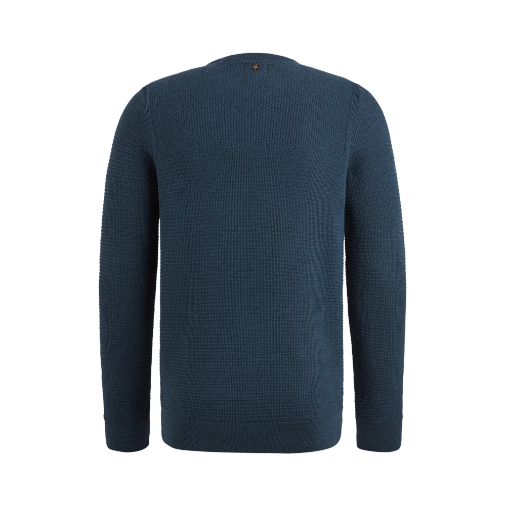 PME Legend Gestructureerde Katoenen Trui Ronde Hals Blue Heren