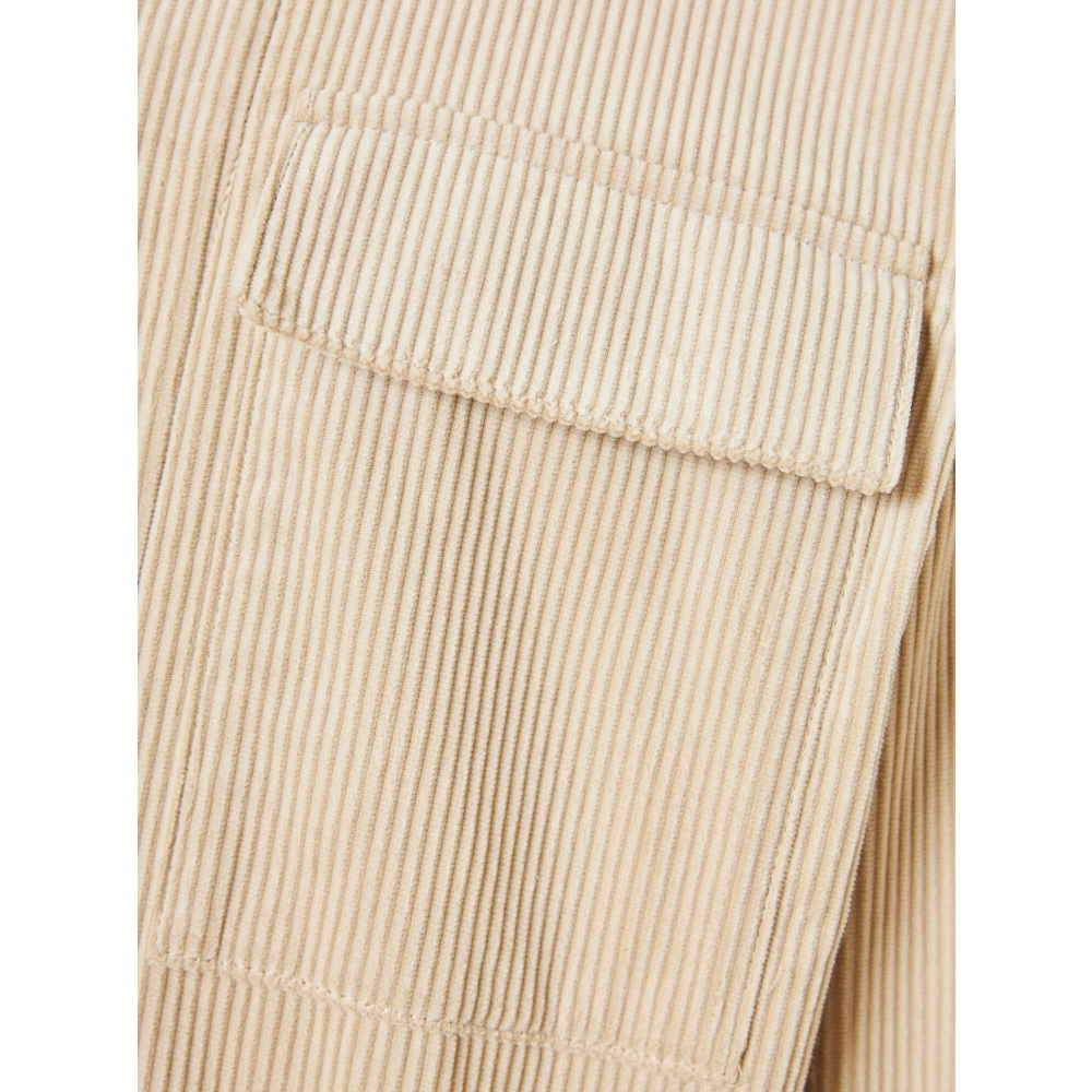Hugo Boss Katoenen ribfluwelen overhemdjasje met zakken Beige Heren
