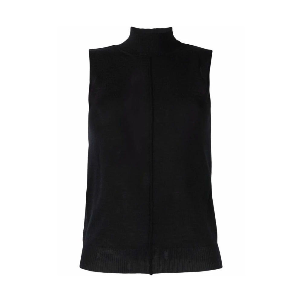 Amiri Zwarte Cashmere Vest met Hoge Hals Black Dames