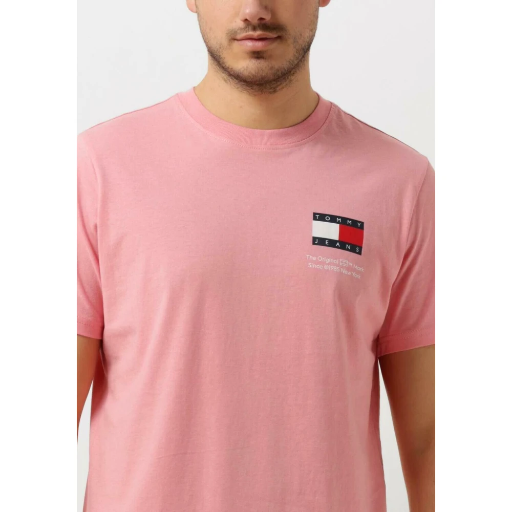 Tommy Jeans Heren Polo & T-shirts Slim Essential Flag Tee Pink Heren