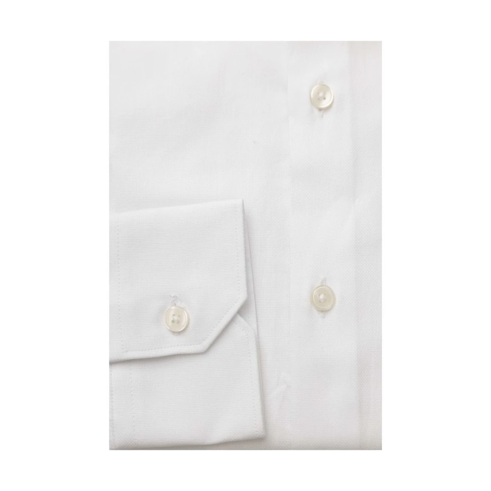 Bagutta Witte Franse Kraag Katoenen Overhemd White Heren