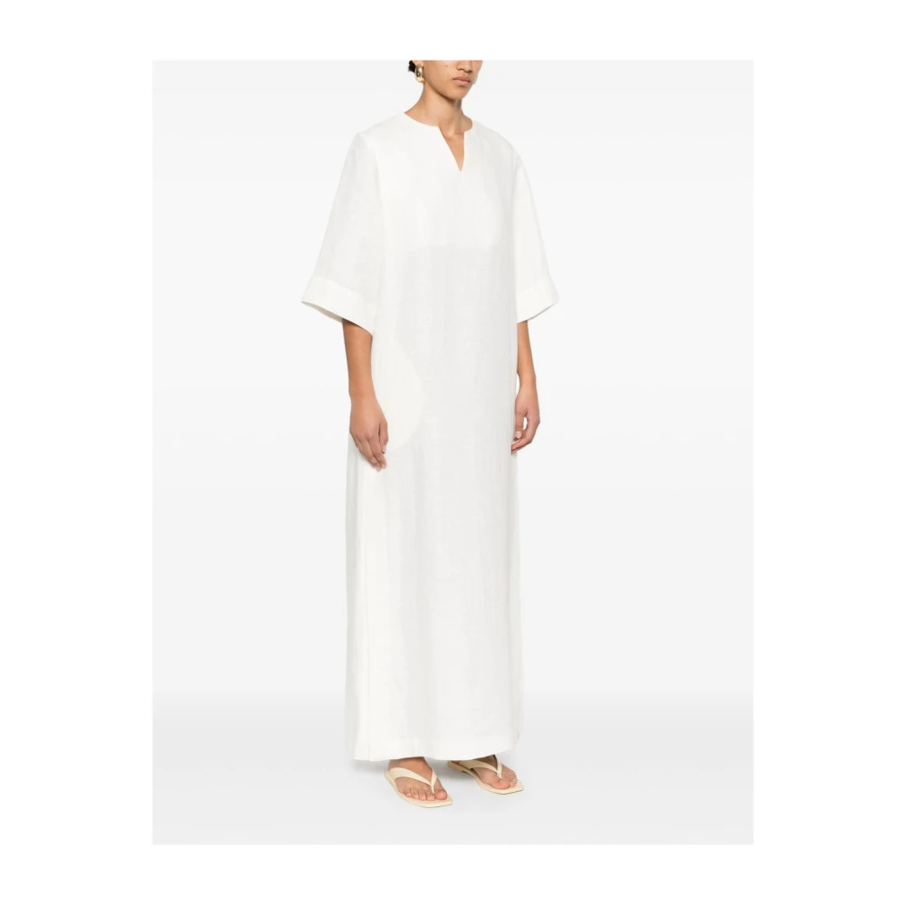 P.a.r.o.s.h. V-hals Crème Jurk met Zakken Beige Dames