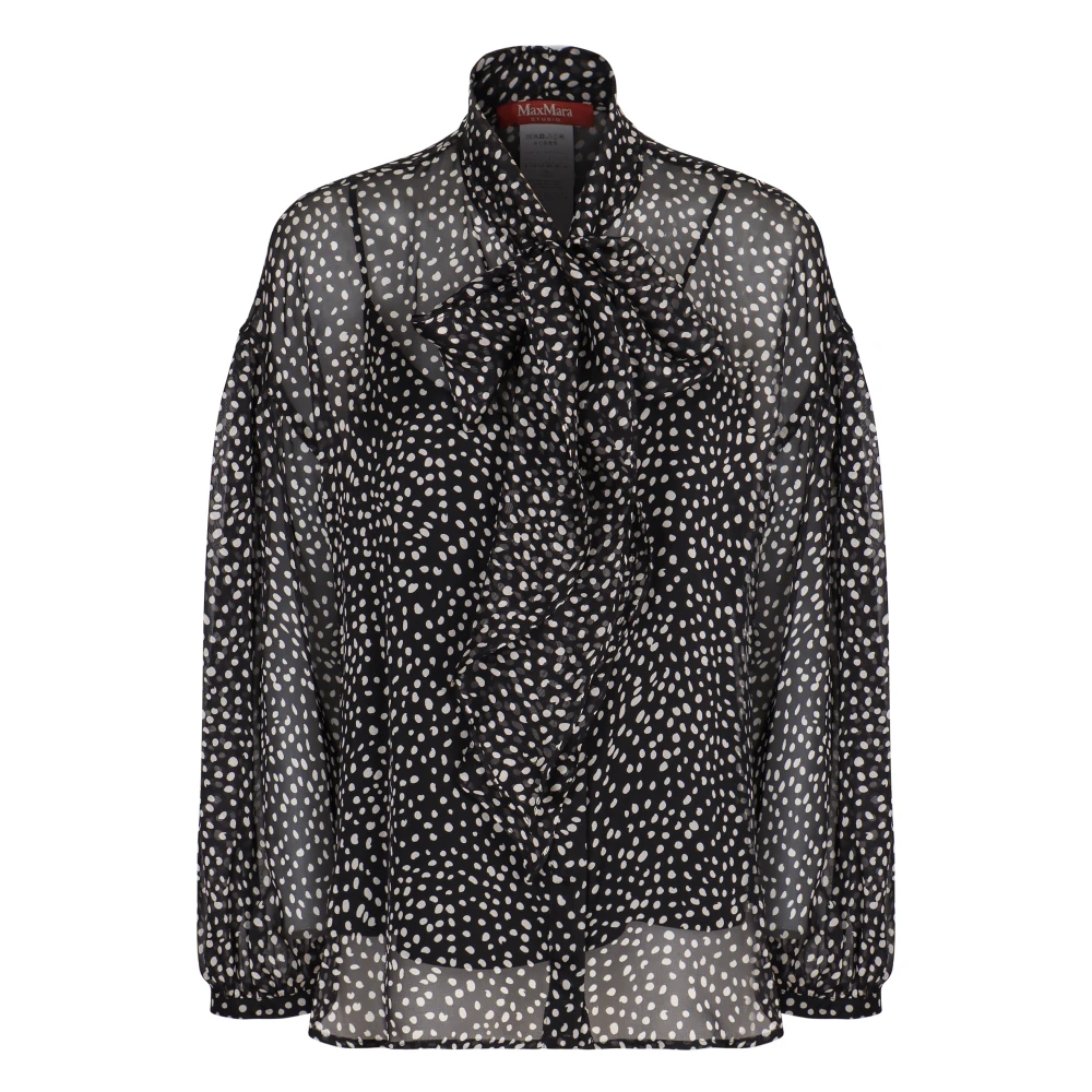 Max Mara Studio Black Blouses, Female, M, Blouse In Printed Chiffon