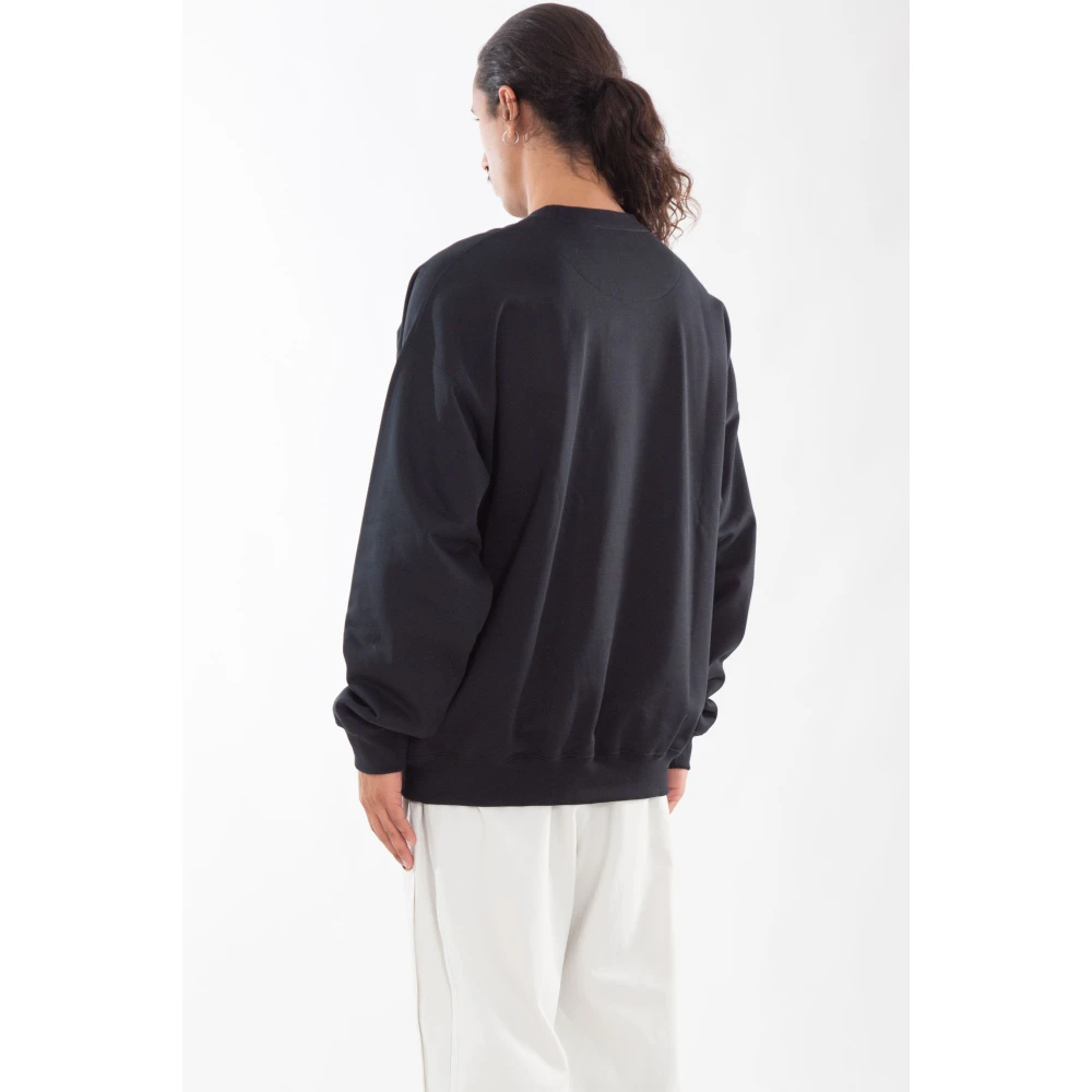Y-3 Zwarte Terry Sweatshirt met Borstlogo Black Heren