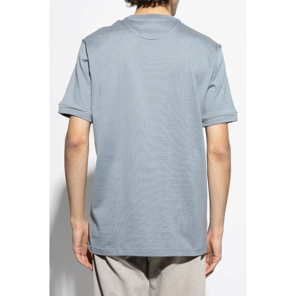 Eleventy Katoenen T-shirt met geborduurd logo Blue Heren
