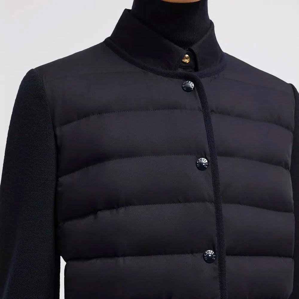 Moncler Marineblauwe Gewatteerde Vest met Merinowol Blue Dames