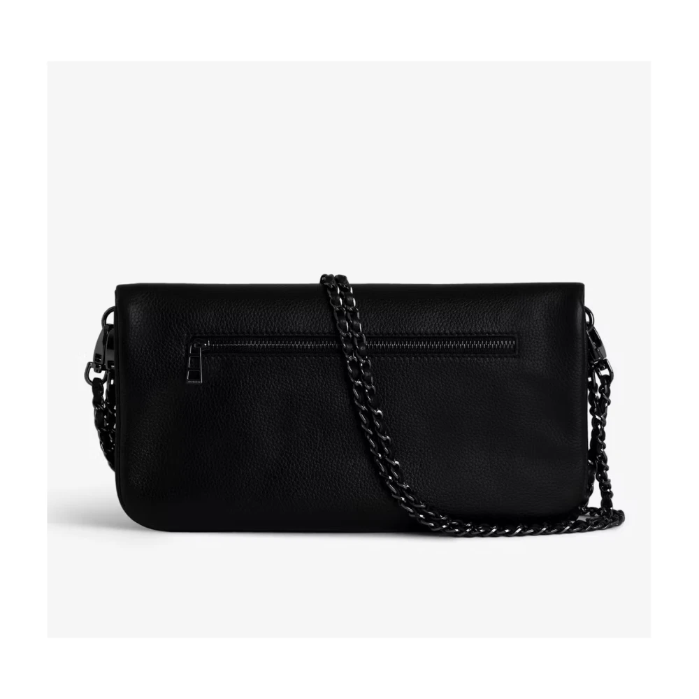 Zadig & Voltaire Zwarte leren handtas met reliëfvleugels Black Dames