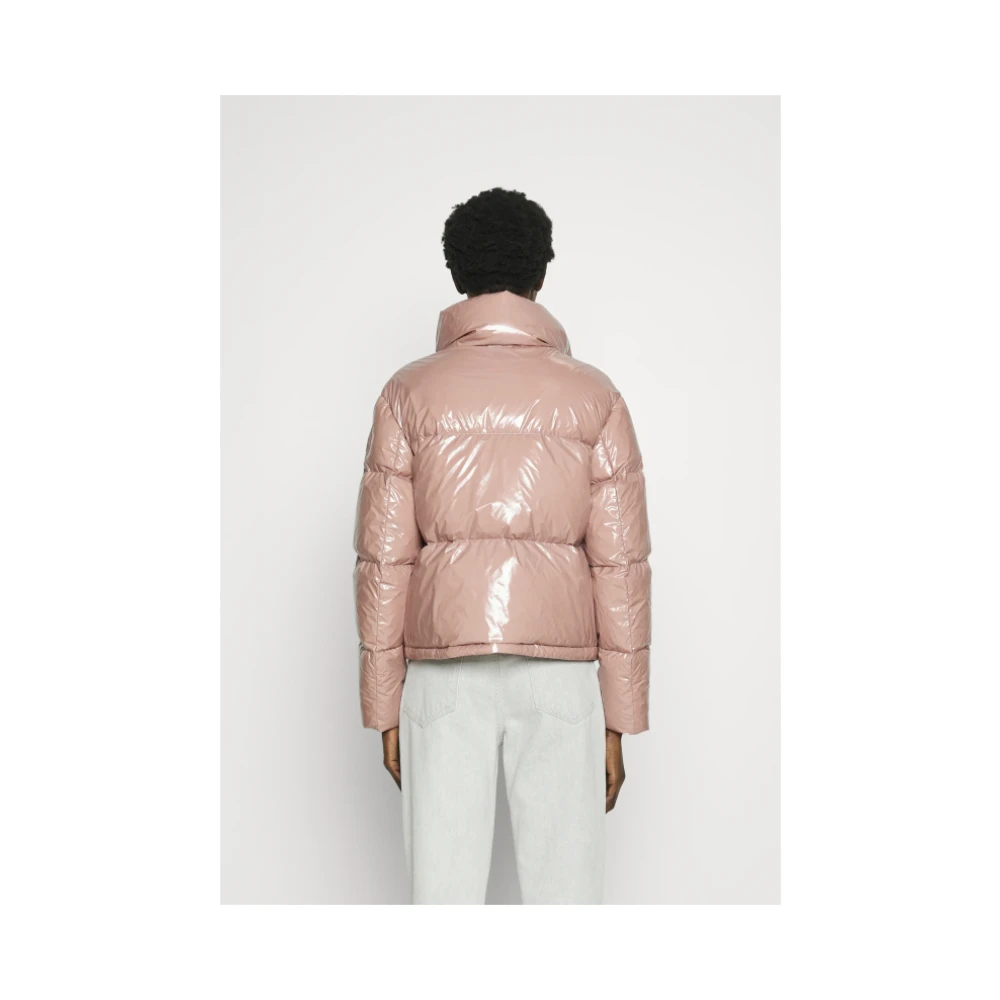 Blauer Glanzende Pufferjas Pink Dames