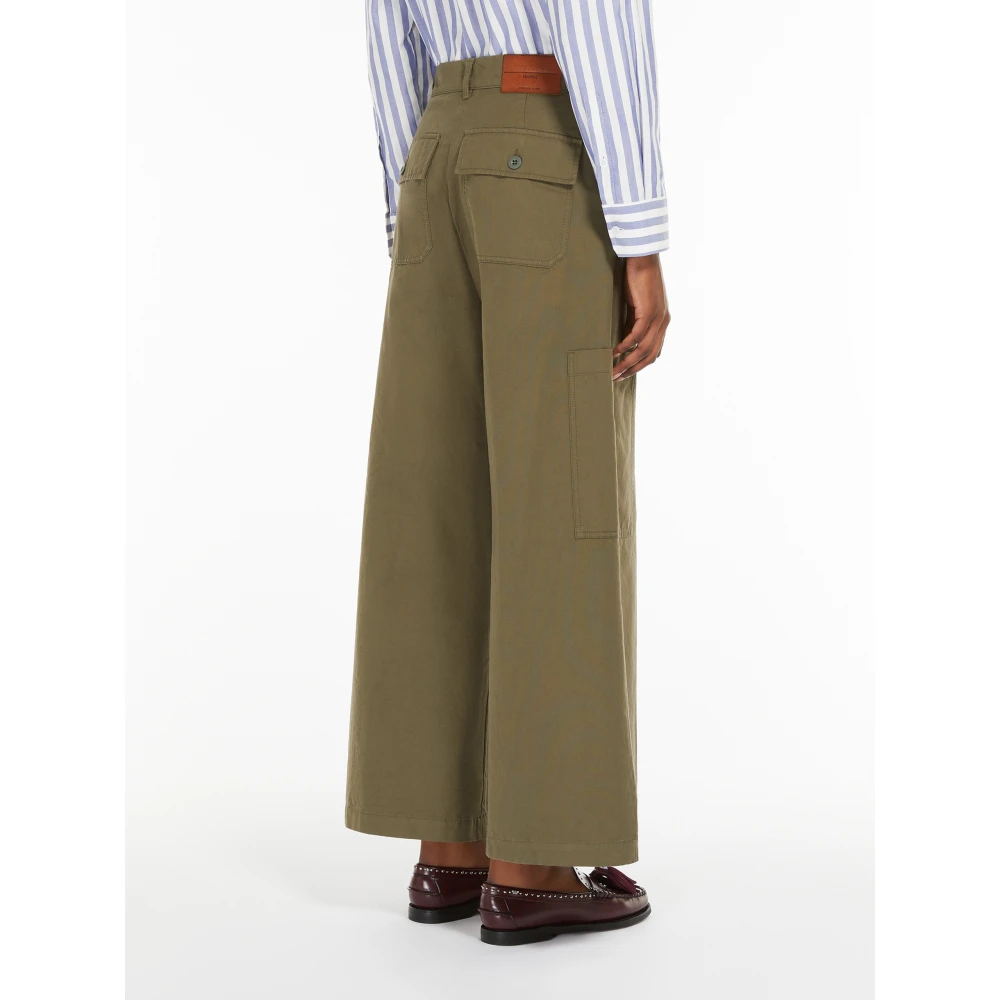 Max Mara Weekend Canvas Katoenen Broek Green Dames
