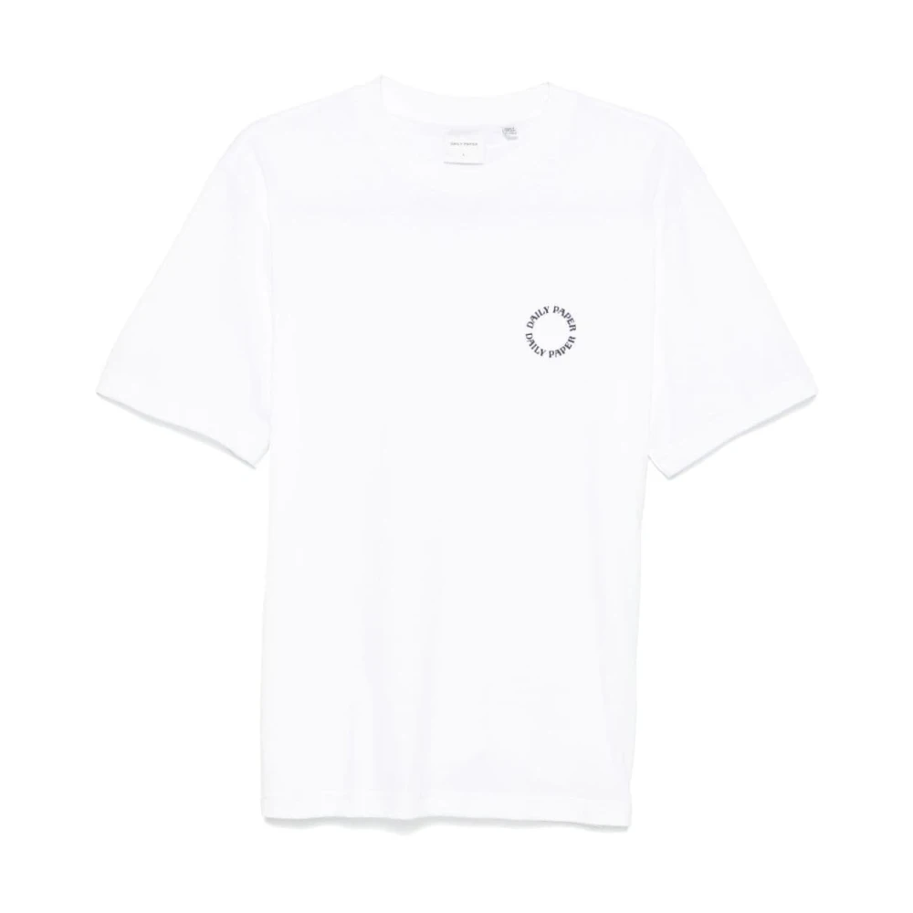 Daily Paper Korte Mouw T-shirt met Geribbelde Ronde Hals White Heren