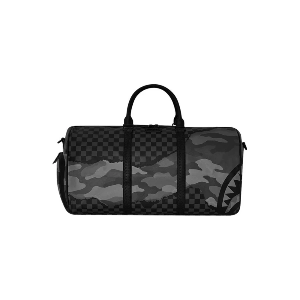 Sprayground Zwarte Camo Tear Duffle Tas Black Dames