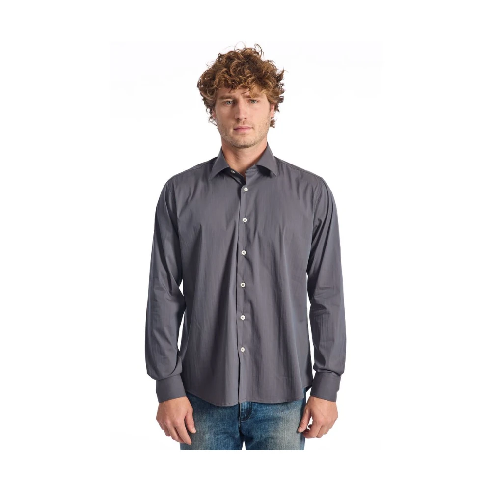 Baldinini Trendy Grijs Katoenen Overhemd Gray Heren