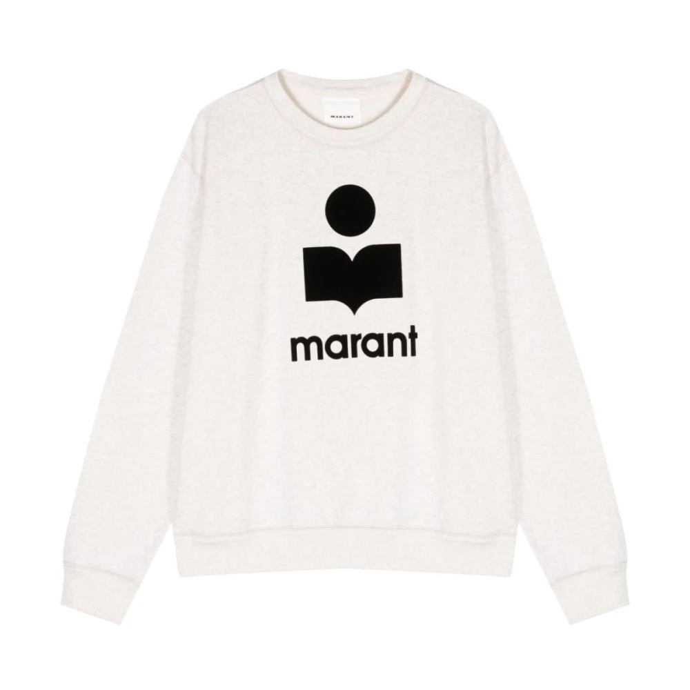Isabel marant Flocked Logo Crew-neck Sweatshirt Beige Heren
