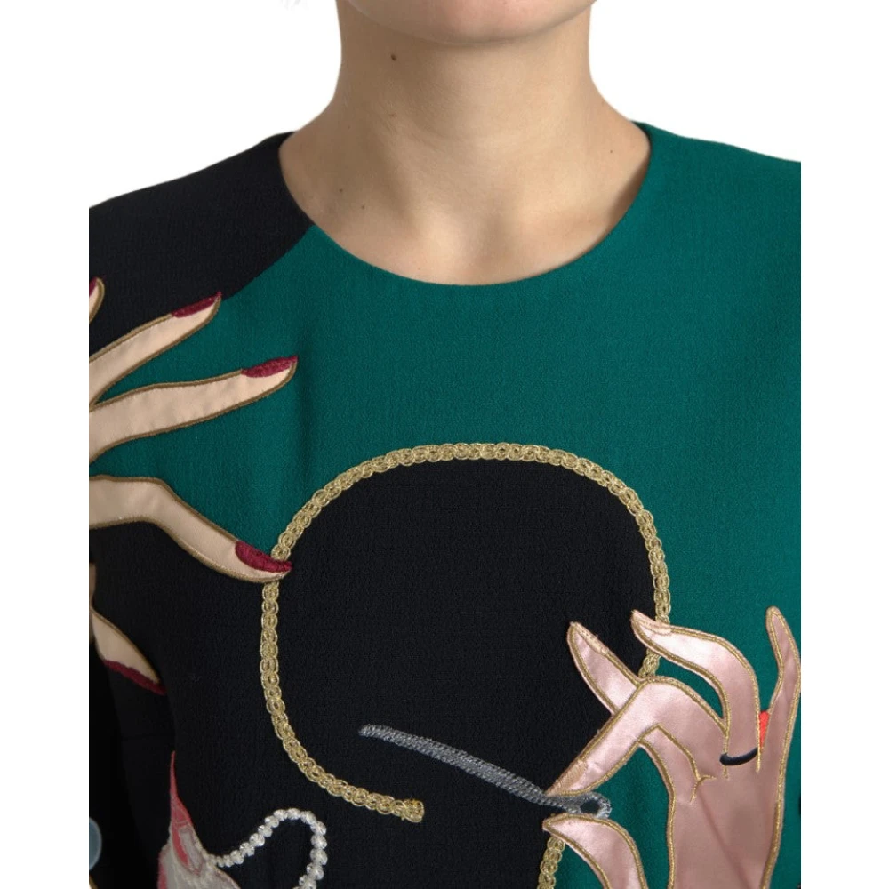 Dolce & Gabbana Multicolor Wollen A-lijn Jurk Multicolor Dames