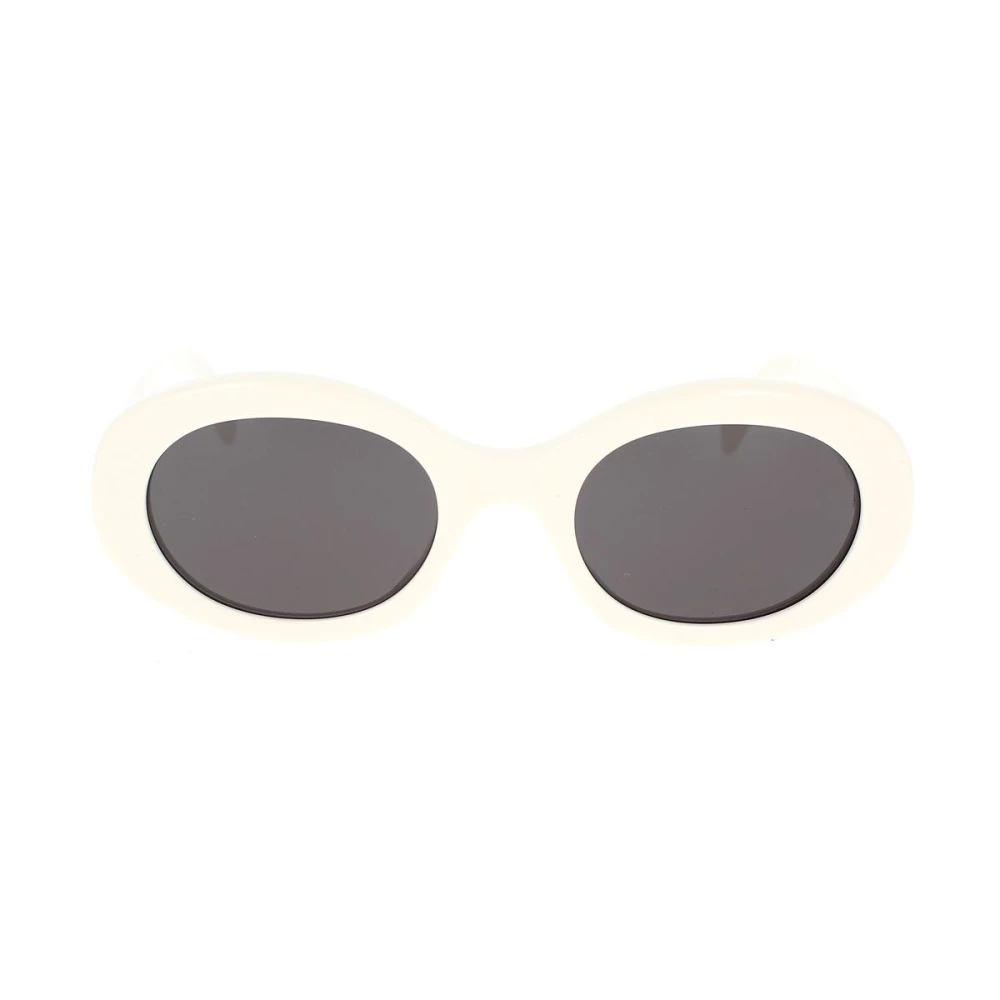 Celine Ovala solglasögon med elfenbensfärgat acetatram och grå organiska linser White, Unisex