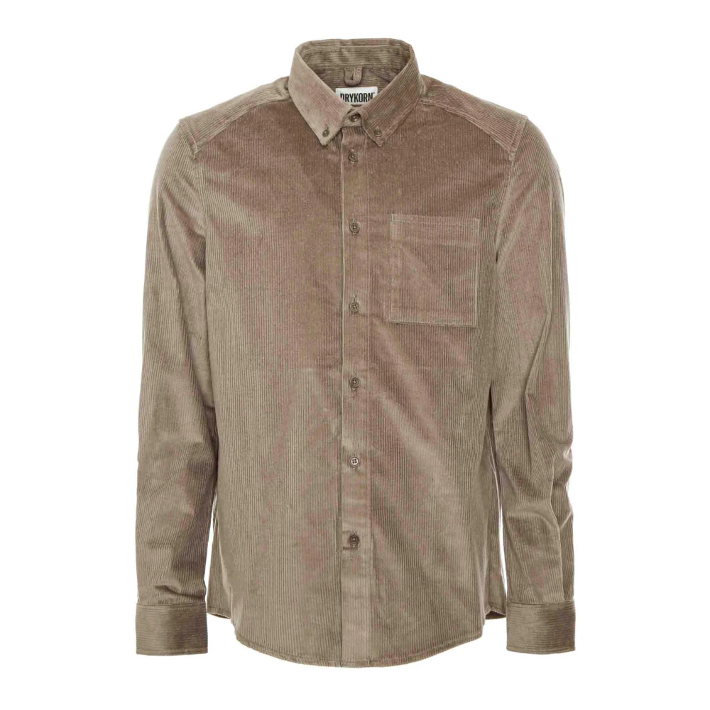 Drykorn Ribfluwelen Overhemd met Button-Down Kraag Gray Heren