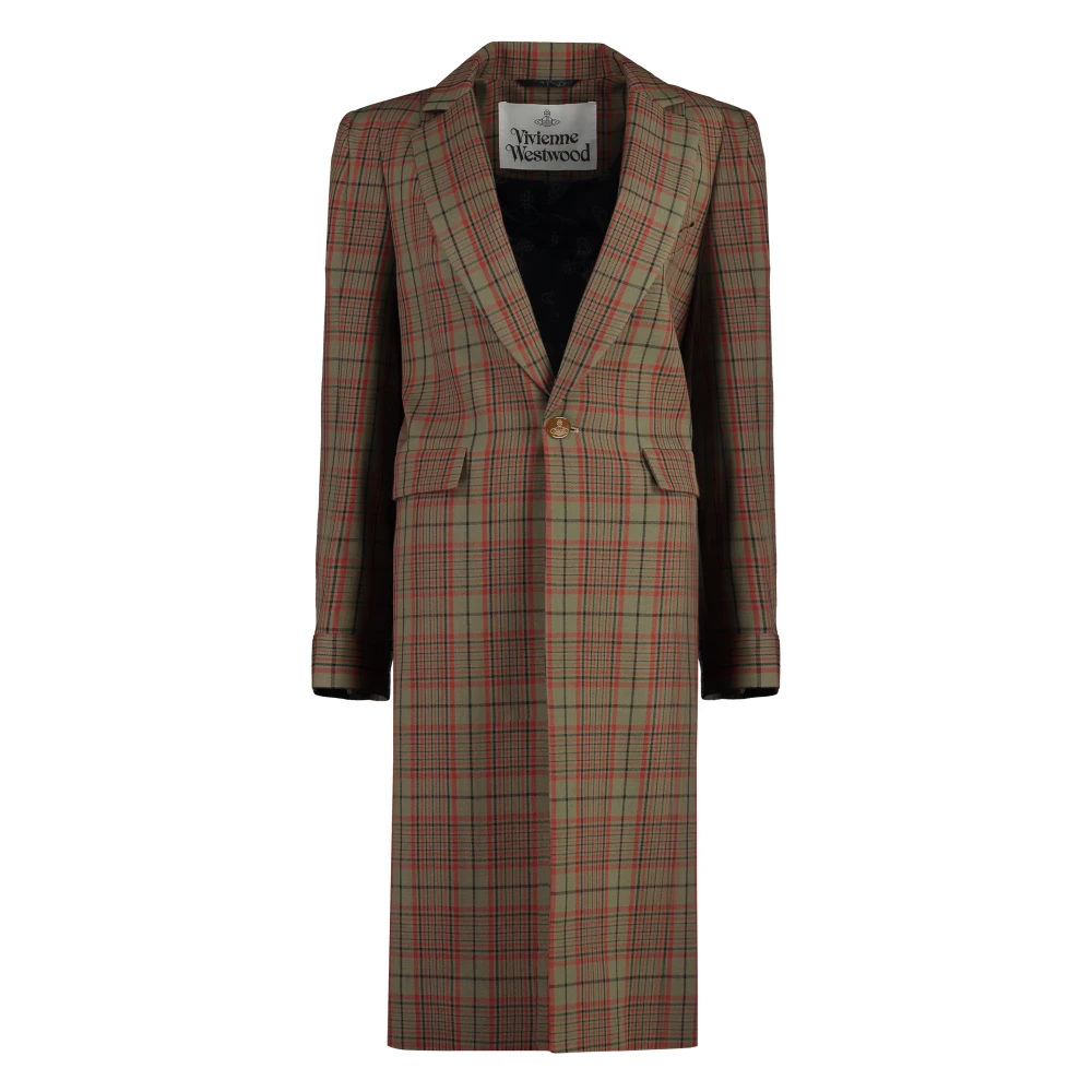 Vivienne Westwood Alien Wol Lange Jas met Motief Brown Dames