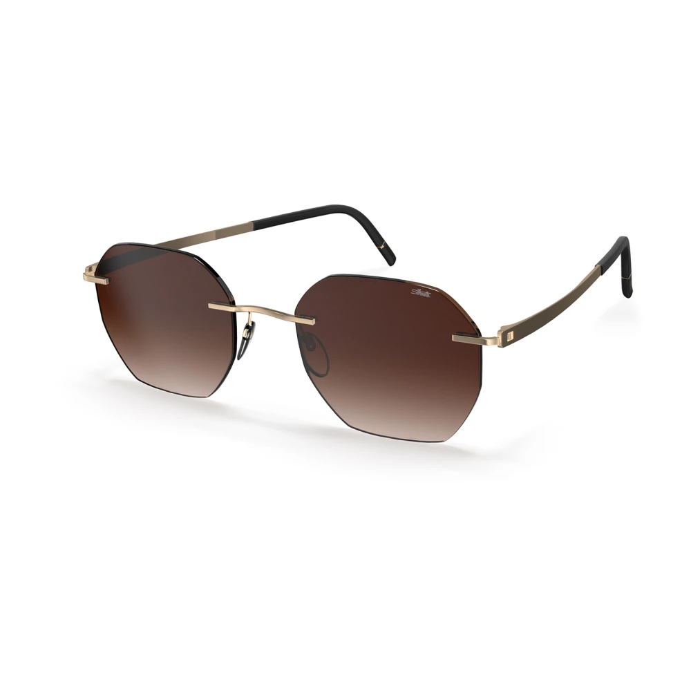 Silhouette Unisex Gold/Brown Rimless Sunglasses Gradient