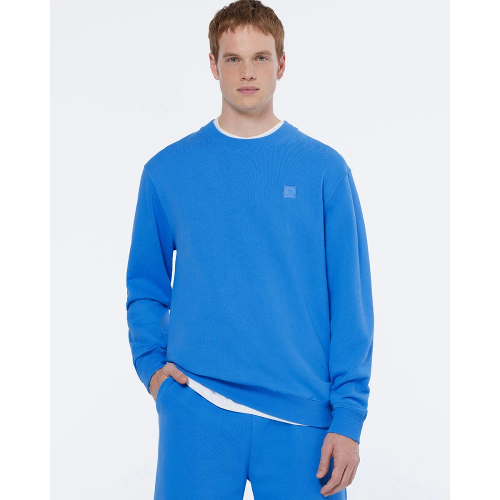 Scotch & Soda Kern Badge Logo Crew Sweatshirt Blue Heren