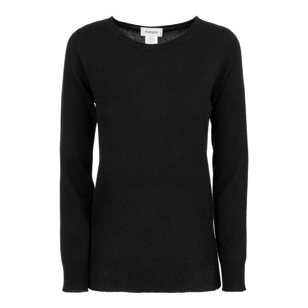 Kangra Zwarte Wol Kasjmier Crew Neck Sweater Black Dames