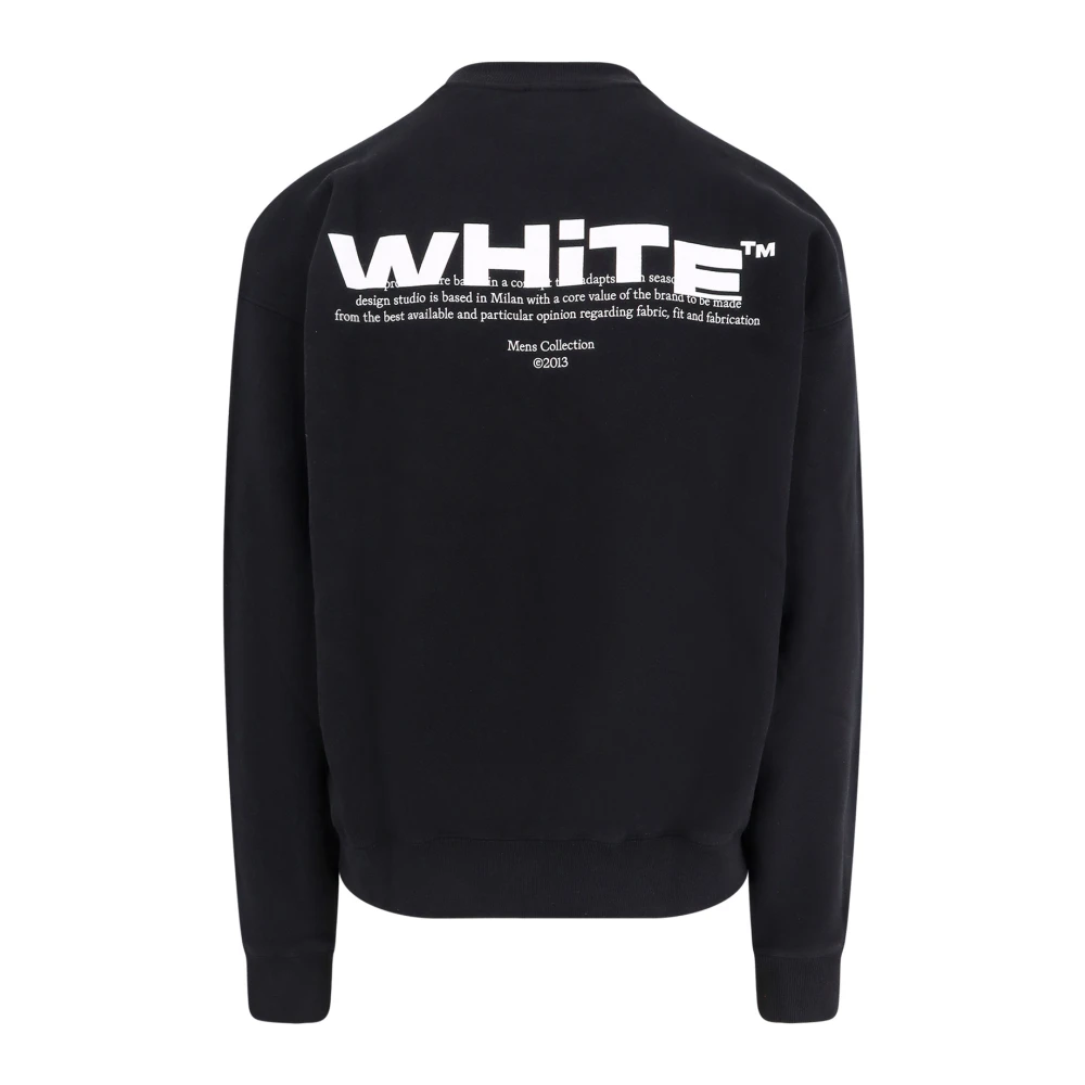 Off White Logo Print Katoenen Sweatshirt Black Heren
