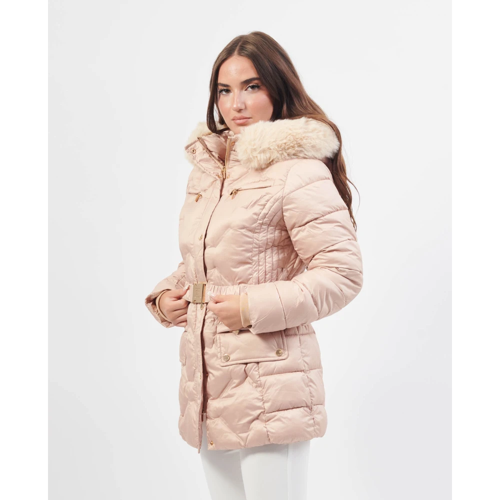 Fracomina Roze regenjas met capuchon en riem Pink Dames