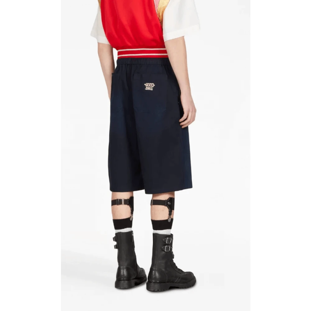 Gucci Shorts van keperstof met geborduurd logo Blue Heren
