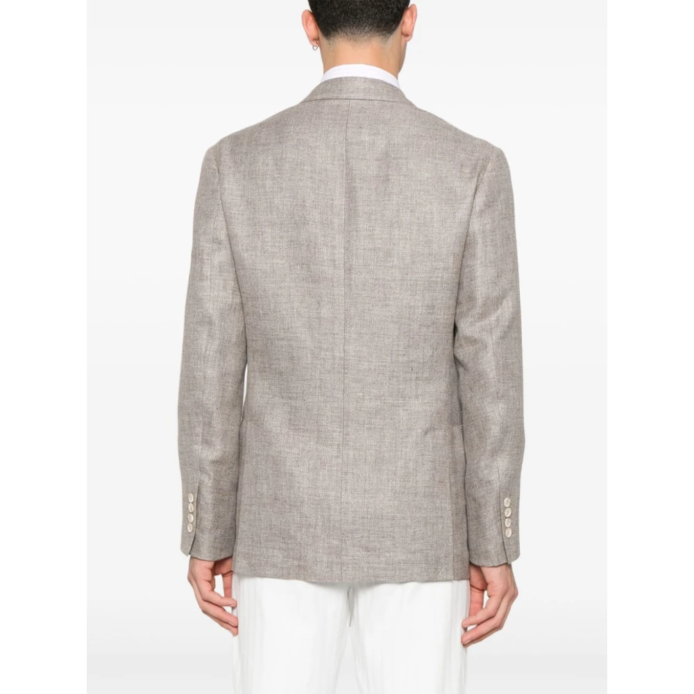 BRUNELLO CUCINELLI Lichtbruine Geknoopte Blazer Engels Ontwerp Brown Heren