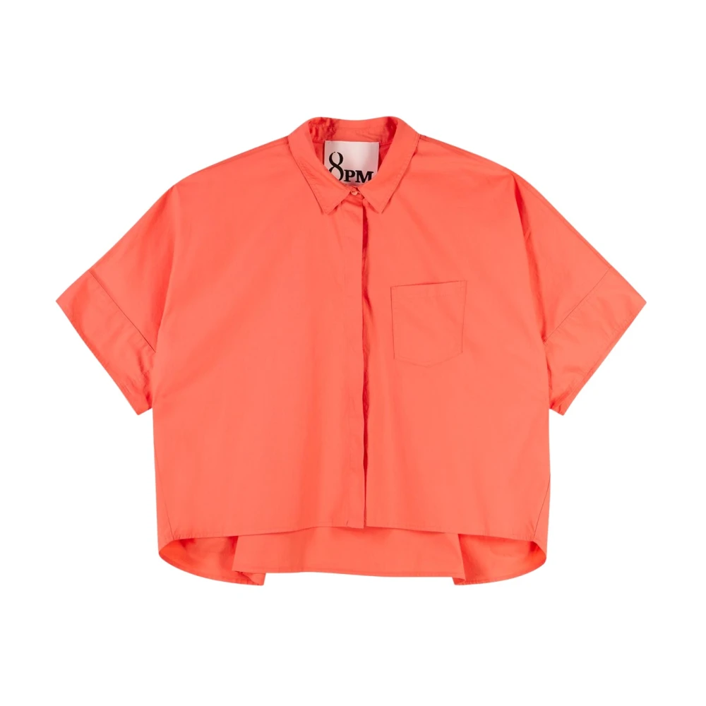 8pm Overhemd met knoopsluiting en zak Orange Dames