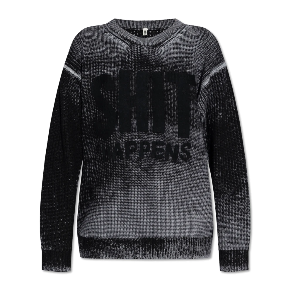 R13 Happens Boyfriend Trui Black Dames
