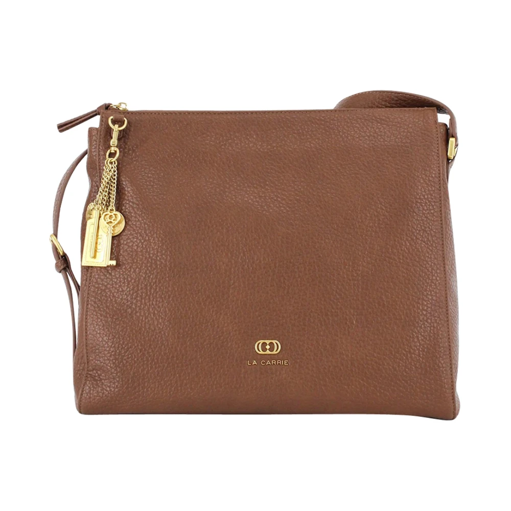 La Carrie Bruin lederen Shopper tas met gouden accenten Brown Dames