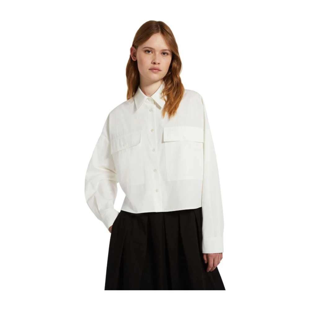 Max Mara Weekend Witte Cropped Shirt met Zakken White Dames