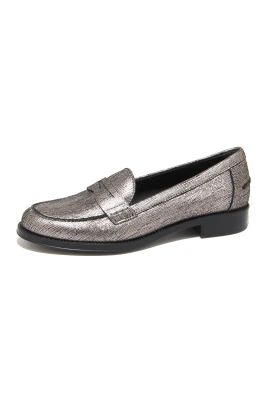 Silver blank läderloafer skor