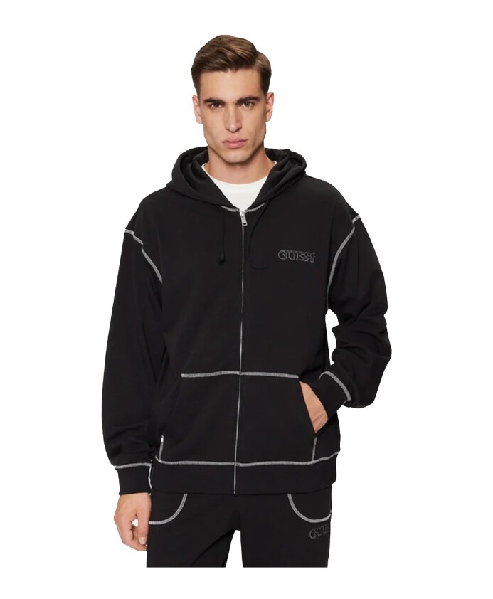 sweat-a-capuche-zippe-noir-coupe-reguliere