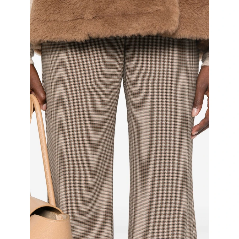 SPORTMAX Flared Leg Wool Blend Trousers Beige Dames