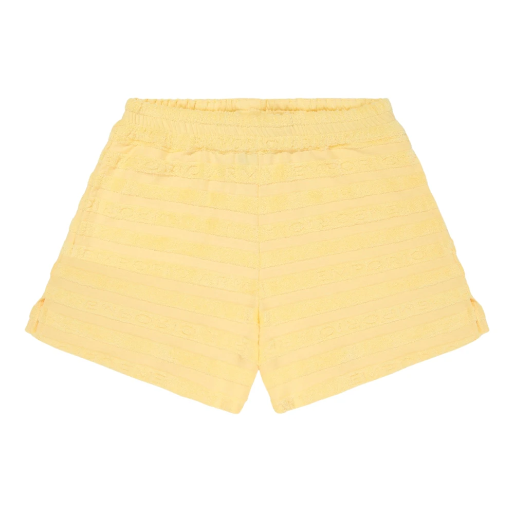 Emporio Armani Girls Yellow Striped Logo Shorts