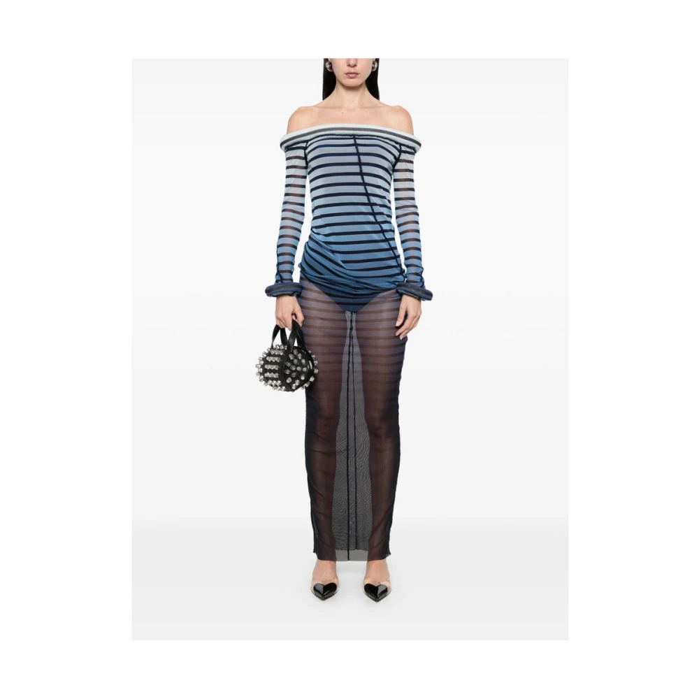Jean Paul Gaultier Zwart Off-shoulder Jurk Lange Mouwen Multicolor Dames