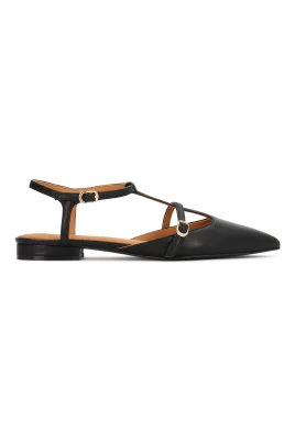 Flata Semi-Open-Toe Pumps med Remmar