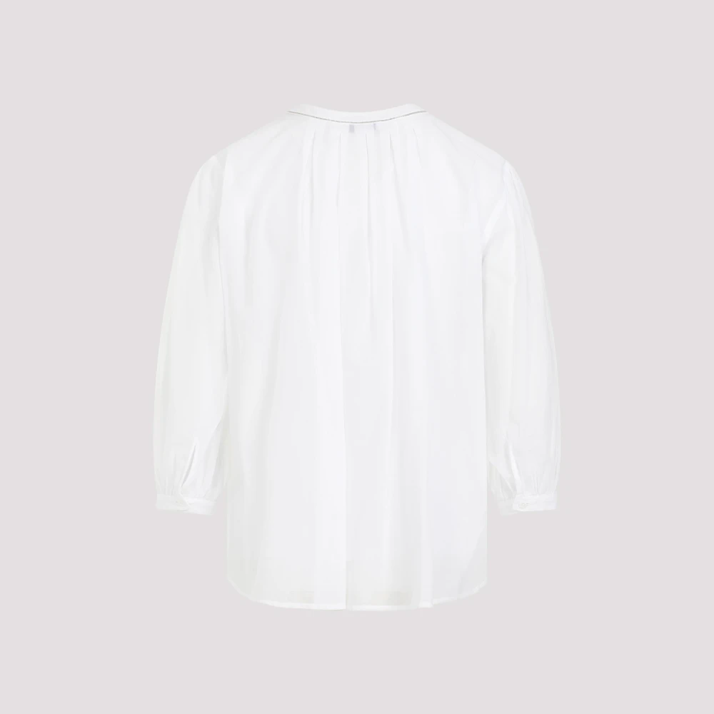 PESERICO Witte Katoenen Voile Shirt White Dames