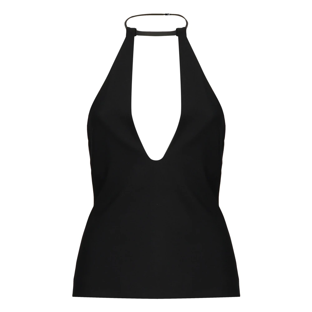 The Attico Svart Flared Hem Cut-Out Top Black, Dam